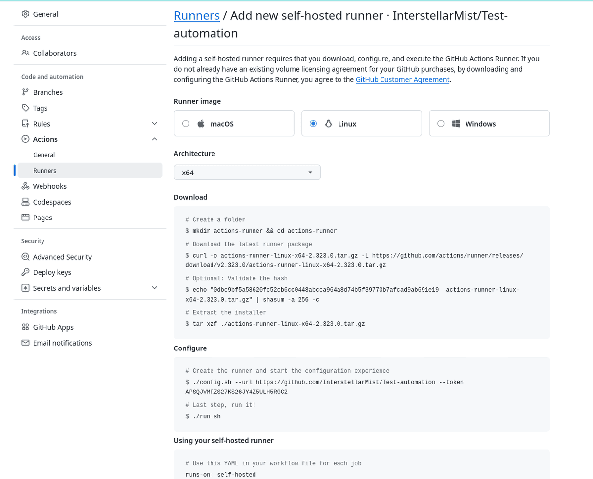 github self hosted runner instructions.png