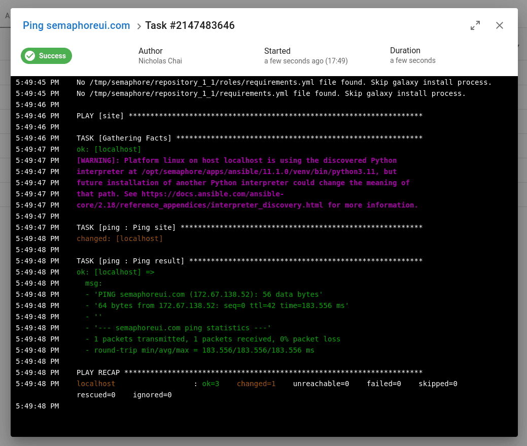 semaphore ping ansible test.png